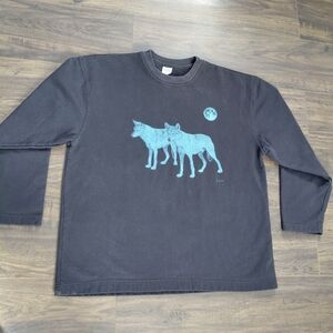 Vintage Wolf Sweatshirt -  Size XXL - Cool blue graphics - Minor wear - Black